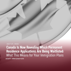 Canada permanent residence waitlist article cover featuring the Canadian flag and headline about IRCC revealing waitlisted permanent residence applications.